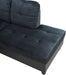 L-Shaped 3-Piece Lint and PVC Sofa with Storage Ottoman Set, Sectional Couch Sofa Set for Living Room, Office, Small Space, Dark Blue and Brown