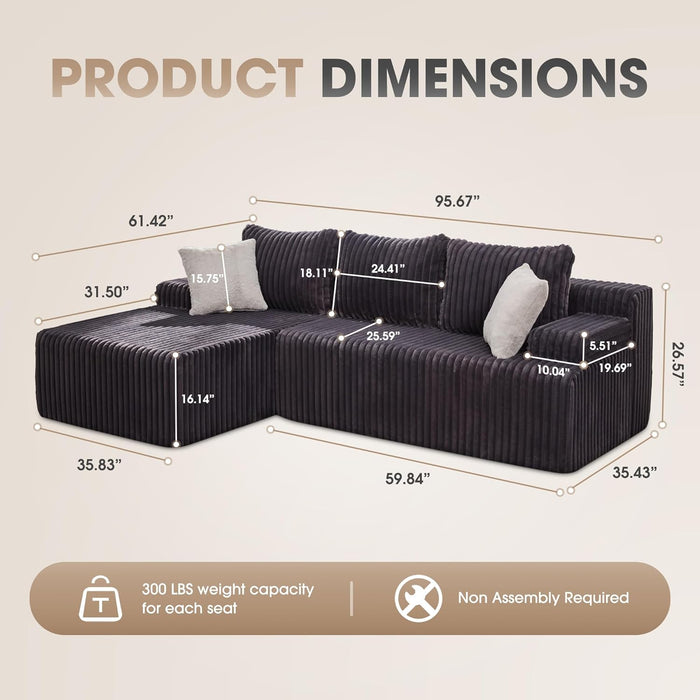Modular Sectional Sofa Memory Foam Oversized Chaise