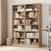Bookshelf and Bookcase, 6-Tier Double Wide Bookshelves,Freestanding Display Storage Shelves, Tall Bookcases for Home Decor Bedroom, Living Room, Home Office, Light Oak
