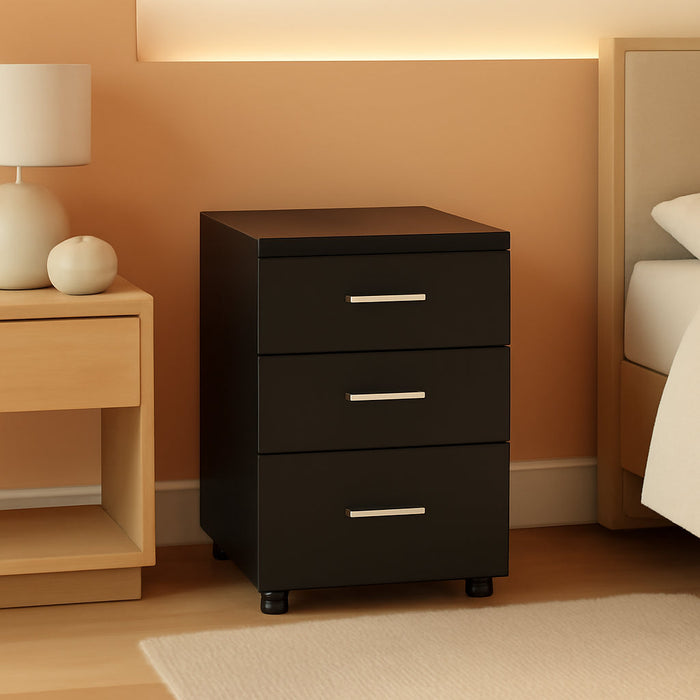 3 Drawer Wood Mobile File Cabinet, Rolling Filing Cabinet for Letter/A4 Size, Printer Stand for Home Office, Black