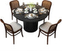 47 Inch round Dining Table for 4, Kitchen Table Dinner Table with 2-Layer Storage Shelf and Wood Slide Door for Home Dining Room Living Room (Black)