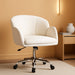 White Desk Chair Petal Cute Office Chair Faux Leather Swivel Desk Chair Vanity Chair with Back Modern Computer Rolling Chair for Bedroom