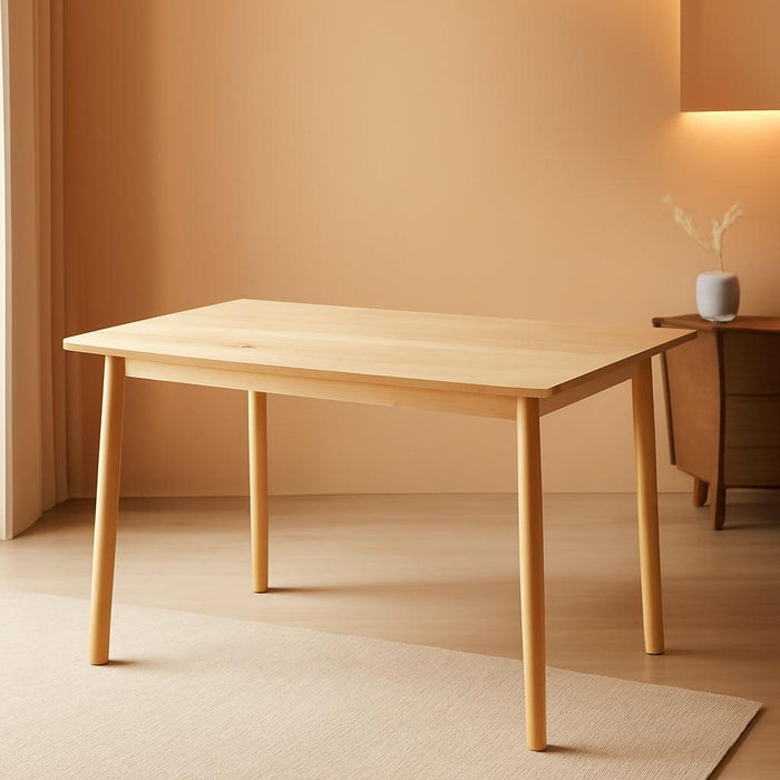 BAKEVE Dining Table for 4-6 Person- 47.2'' Solid Wood Kitchen Table, Mid Century Modern Desk, Farmhouse Rectangular Dining Room Table for Living Room, Office, Kitchen and Study (Natural)