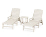 Nautical 3-Piece Chaise Lounge with Arms Set with South Beach 18" Side Table
