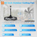 20 Inch Outdoor Ceiling Fan without Light, IP65 Waterproof Plug in Caged Hanging Fan, Remote Control, 6 Speeds Reversible Outdoor Fans for Patio, Gazebo, Pergola, Porch