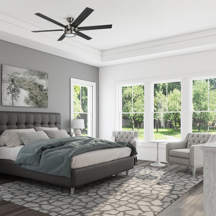 Ceiling Fans with Lights, Kaliza LED Indoor Fan W/ 6 Blades, 56 Inch, Gun Metal - Smart Remote-Controlled Fan with Quiet Motor for Home and Bedroom