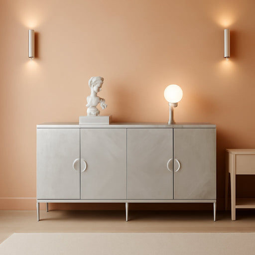 Modern 60 Inch Wide Silver Sideboard Buffet Cabinet