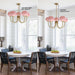 Luxurious Pink Glass 5-Light Pendant Ceiling Light