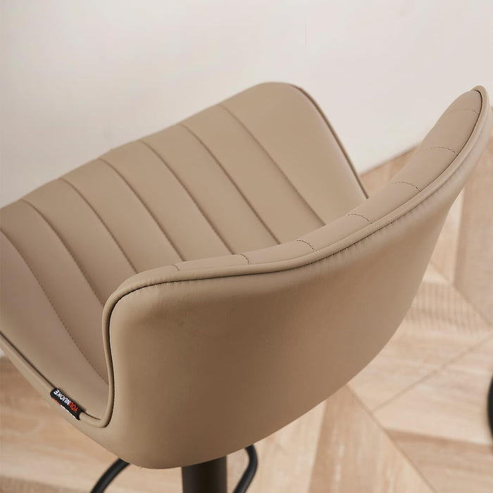 Counter Height Bar Stools Kitchen Island Barstools Set of 2 Adjustable Swivel Counter Stool Bar Height Island Chairs with Back, Khaki