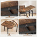 Extendable Dining Table Set for 4 with Built-In Shelf Rack Brown