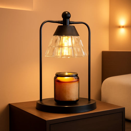 Candle Warmer Lamp with Timer Dimmer, Electric Wax Melt Warmer Lamp for Jar Candles Lights, Candle Lamp Warmer with 2 Bulbs, Birthday Gifts for Women, House Warming Gifts New Home Decor, Black