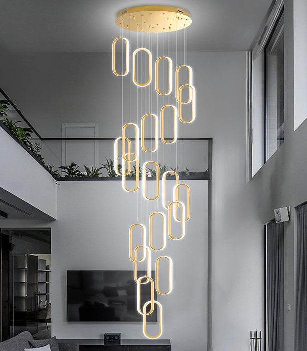 20 Ring Modern Chandelier Glam Chandelier LED Dimmable for Staircase Enterway Ceiling Chandeliers for Villa Foyer Living Room Gold