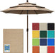 USA 10-Year-Non-Fading 9Ft 3-Tier Market Patio Umbrella, Commercial Grade Outdoor Table Umbrella with Crank Open, Windproof & UPF 50+ UV Protection, Heavy Duty Ventilation for Garden, Deck, Pool, Backyard, Beach & Bistro, Heather Beige