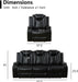 Power Black Leather Reclining Sofa Set with LED Light for Living Room Set，Theater Seat Recliner Chair 3 Seats Double Recliner Sofa with Drop-Down Table/Read Light/Wireless Charge/Usb Port