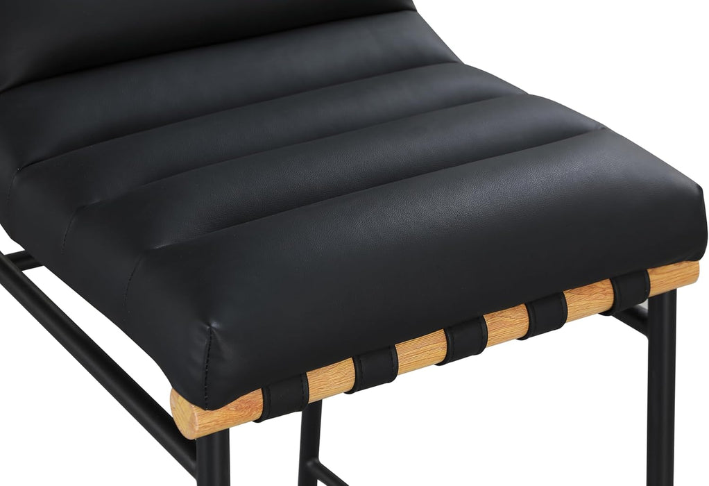 857Black-C Burke Collection Modern | Contemporary Vegan Leather Upholstered Counter Stool, Black, 18" W X 24" D X 37.5" H