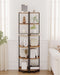 Corner Shelf Stand, Corner Bookshelf, Storage Standing Shelf Unit with Metal Frame, Plant Stand, Corner Bookcase for Living Room, Home Office, Bedroom, 6-Tier Rustic Brown CS06001B
