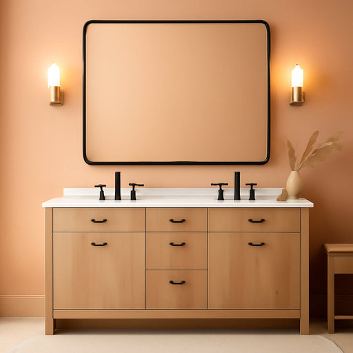 Black Bathroom Mirror for over Sink 30 X 40 Inch, Metal Frame Rectangle Vanity Mirror, Modern Farmhouse, Wall Mounted