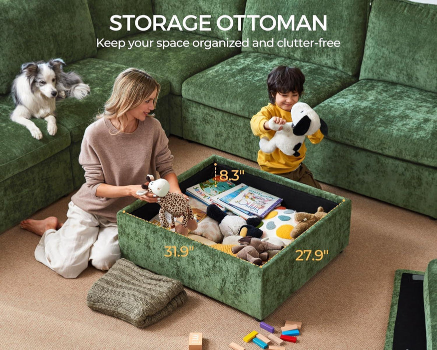 102.8'' Loveseat Power Recliner Sofa with Headrest, Oversized Cloud Modular Sectional Couch with Table, Drawer, Charging, 3-Seater with Storage Ottoman for RV Home Theater, Chenille, White