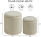Round Set of 2 Ottoman with Storage-Upholstered Velvet Vanity Stool for Makeup Multifunctional Ottomans Coffee Table Padded Seat Foot Rest for Living Room&Bedroom（White）
