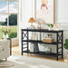 Sofa Table,Industrial Console Table with Storage,Entryway Table with Engineered Wood and Metal,3 Tier Shelf for Living Room,Hallway,Black,47 Inch