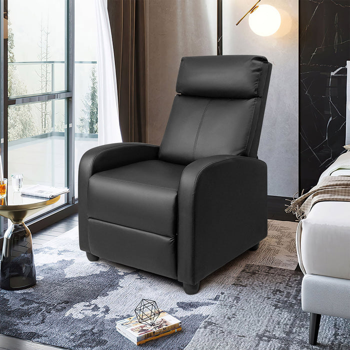 Massage Recliner Chair Single Sofa Chair Small Recliner Home Theater Seating PU Leather Living Room Sofa,Black