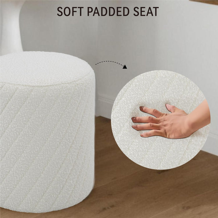 Modern round Ottoman with Soft Padded Seat, Multifunctional Vanity Chairs for Makeup, Upholstered Footrest Stool Ottoman Foot Stool for Living Room, Bedroom