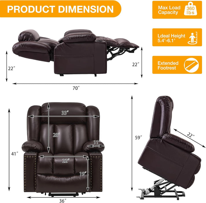 Lay-Flat Lift Chair with Heat & Massage for Seniors