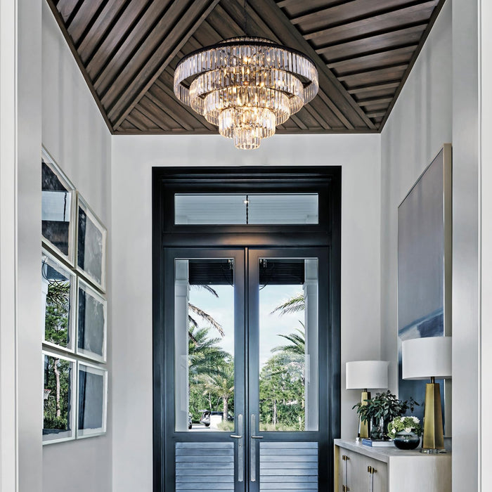 Crystal Chandelier Black Pendant Light 31Inch Luxury