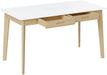 47 Inch Compact Computer Gaming Desk, White Study Work Office Desk with 2 Storage Drawers, Rectangular Study Reading Table, Simple Computer Writing Table for Home Office, Living Room