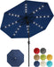 9FT Solar Patio Umbrella with 32 LED Lights - Outdoor Table Umbrella with Crank Lift, Push Button Tilt and 8 Sturdy Ribs - Market Umbrella UV Protection for Pool, Deck, Yard, Garden -Navy Blue