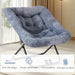 Comfy Chair for Adults, Soft Faux Fur Folding Lounge for Bedroom Living Room Dorm Rooms Flexible Reading Chair for Teens, Large Size Foldable (Square-Gray)