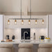 Black Gold Linear Chandelier Six Lights Illumination