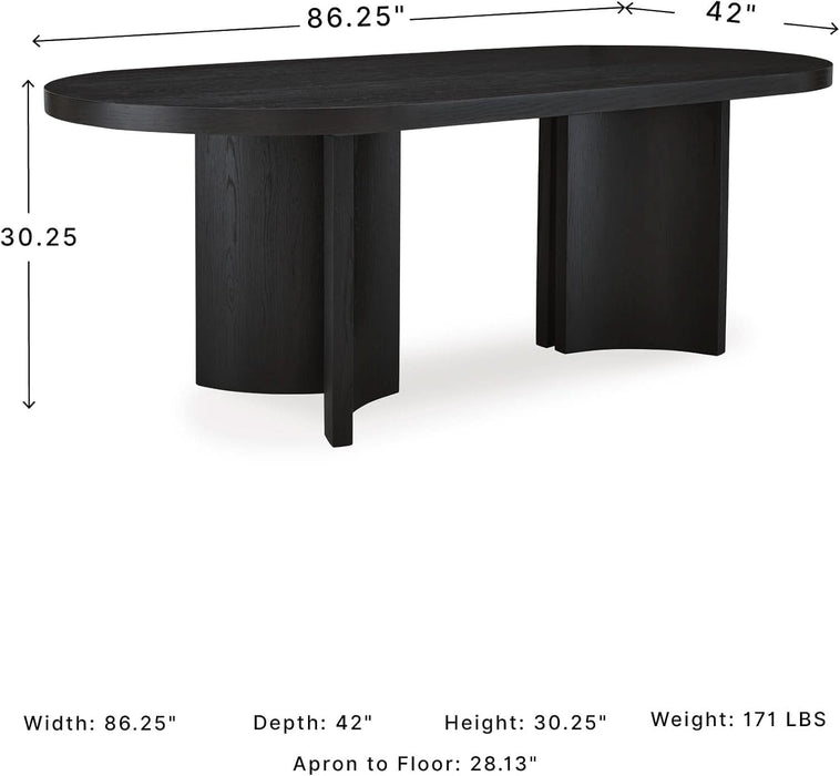 Signature Design by Ashley Rowanbeck Minimalist Dining Table for 8 People, Black