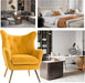 Velvet Mustard Wingback Accent Armchair With Tufting
