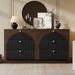 Arched Fluted Dresser for Bedroom 6 Drawers 55" Wide Walnut Black