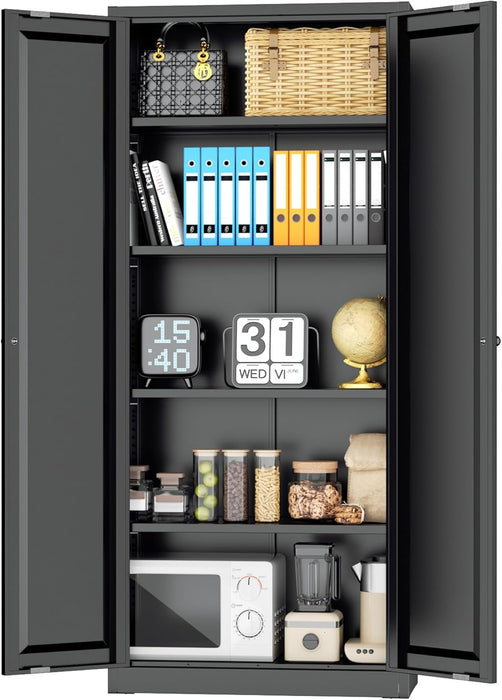 SixtyThreeInch MatteBlack Pantry Cabinet TwinDoors