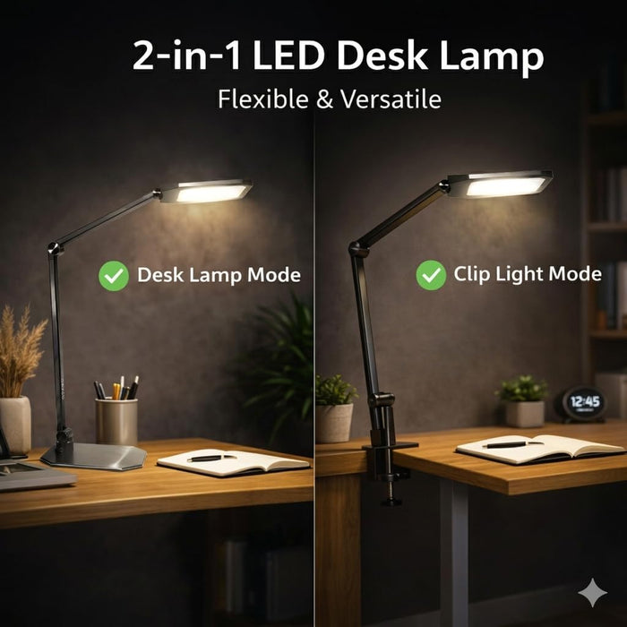 Desk Lamp for Home Office, LED Desk Lamp with Webcam Light for Video Calls, Dimmable 3000K-6500K Desk Light with Remote, Timer, Memory, Adjustable Swing Arm, CRI95+