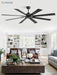 72 Inch Ceiling Fan No Light with Remote Control, 8 Blades Quiet DC Reversible Motor, 6-Speed, Timer, Black Finish, Indoor Outdoor Ceiling Fans for Patios, Living Room, Garage