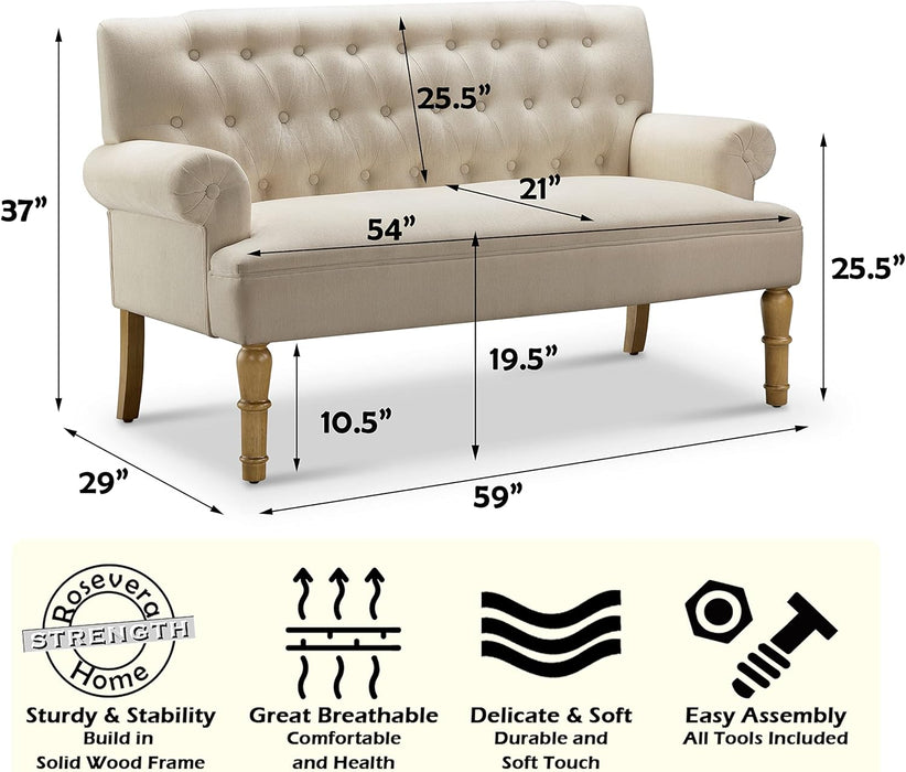 Modern Beige Velvet Loveseat