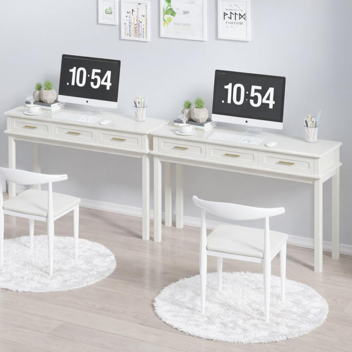 Cream White Vanity Desk with 3 Drawers, Makeup Table/Writing Desk, Modern Dressing Table for Bedroom, 47.24" Wide, No Mirror Included