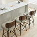 Swivel Bar Stools Set of 3, 26" Counter Height, Beige Grey | Walnut Wood Legs, Upholstered Seat, Supportive Backrest, Easy-Clean Faux Leather, Mid-Century Modern, 4-Inch Cushion