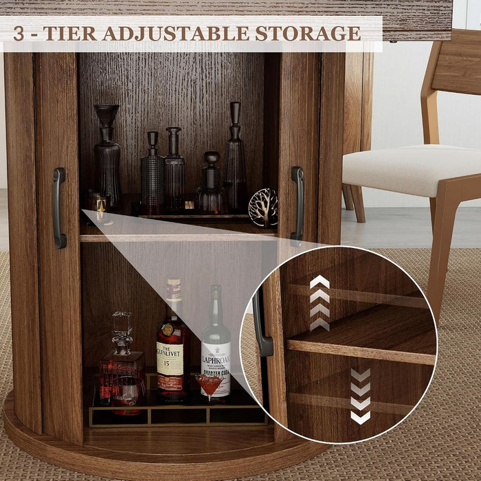 47.2"–63" Extendable Dining Room Table for 4-8, Round-To-Oval Expandable Dining Table with Dust-Proof 2-Tier Shelf, Space-Saving Wood Kitchen Table for Living Room, Walnut
