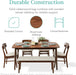 6-Piece Wooden Dining Set, Mid-Century Modern Table & Upholstered Chair Set W/Bench Seat, Rubberwood Legs - Walnut/Cream