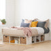 Avilla Full Storage Bed with Baskets, Double, Winter Oak and Rattan