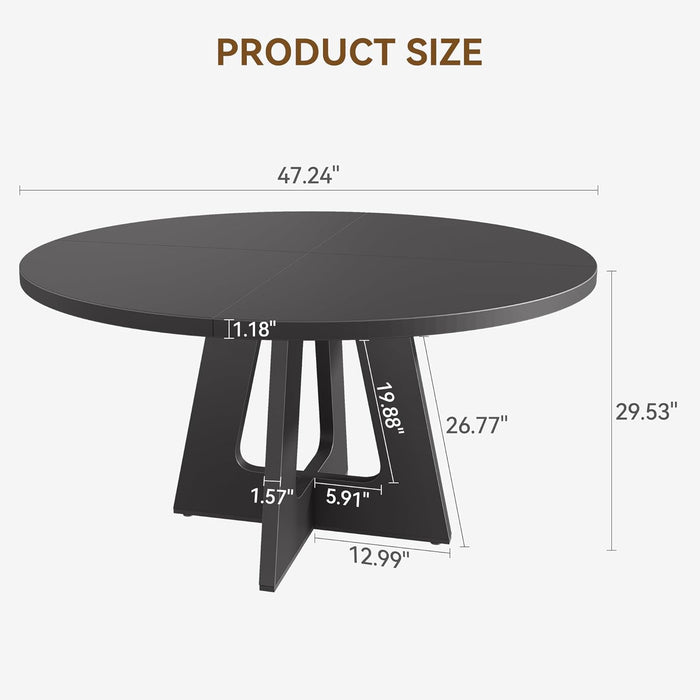 47 Inch Round Dining Table Black IndustrialGradeMetal