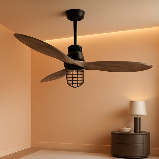 52 Inch Rustic Outdoor Ceiling Fan with Light and Remote, 3 Wood Blades, Include Bulbs Modern Black Farmhouse Industrial Ceiling Fan for Outdoor Ceiling Fans for Patios,Porch,Bedroom