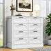 Odeekea White Dresser for Bedroom, Wood Dresser with 8 Drawers, Chest of Drawer for Bedroom Living Room Entryway Hallway, Modern Farmhouse Style