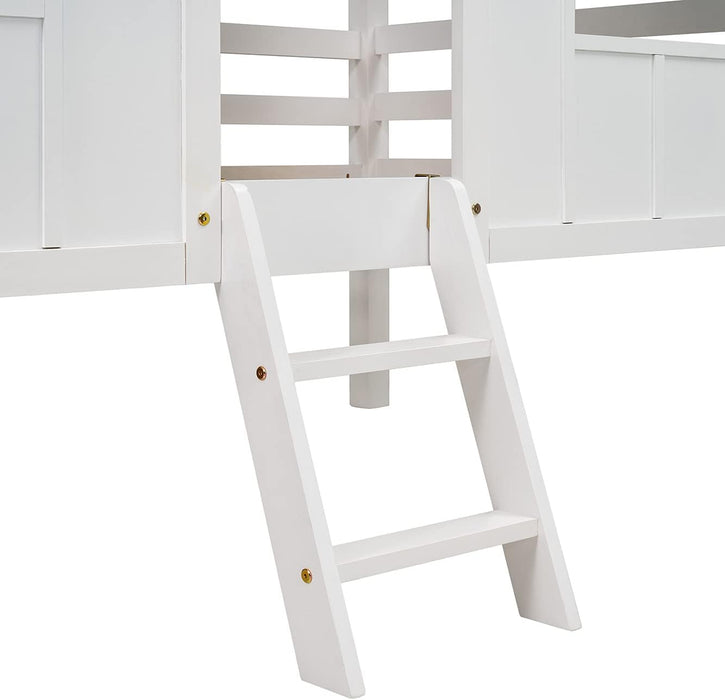 Twin Size White Loft Bed With Windows
