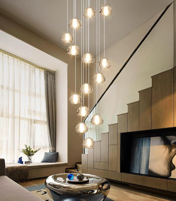 14-Light Gold Chandelier For High Ceiling Hallways