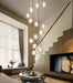 14-Light Gold Chandelier For High Ceiling Hallways